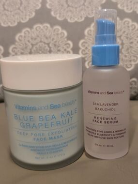 Vitamins and Sea Beauty Blue Sea Kale Grapefruit Face Mask and Face Serum NWT